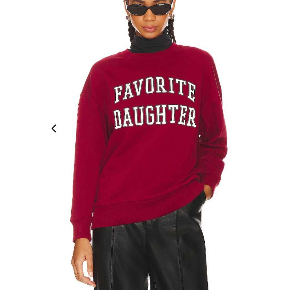 Favorite Daughter Maroon Crewneck Sweatshirt with White Varsity Lettering